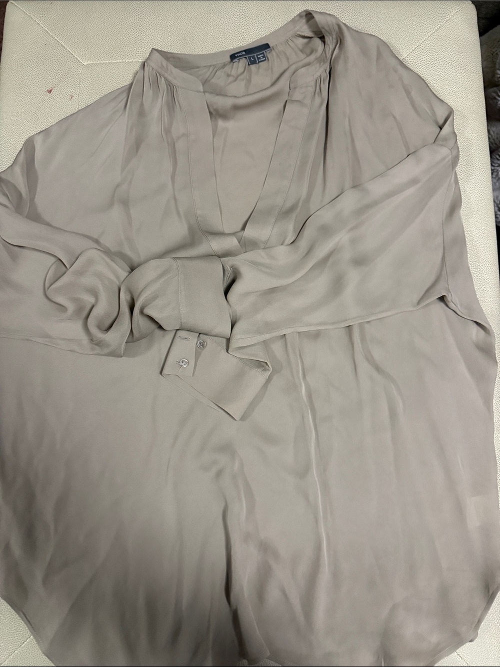 Vince Soft Taupe Silk Blouse - Picture 1 of 5